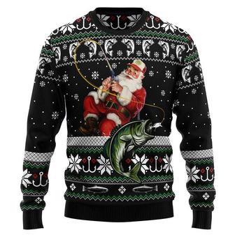 Santa Claus Fishing Ugly Christmas Sweater | Favorety