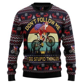 Satan Claus on Mountain Bike Ugly Christmas Sweater | Favorety UK