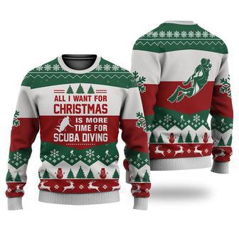 Scuba Diving All I Want For Christmas Sweater Christmas Knitted Print Sweatshirt | Favorety UK