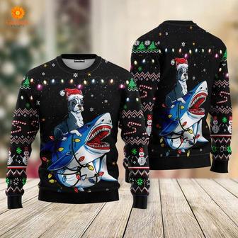 Shark Boston Terrier Ugly Christmas Sweater For Men & Women | Favorety UK