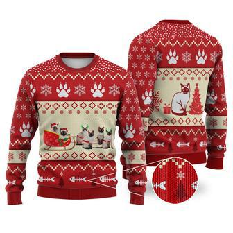 Siamese Cat Reindeer Christmas Sweater Christmas Knitted Print Sweatshirt | Favorety DE