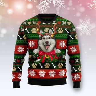 Siberian Husky Funny unisex womens & mens, couples matching, friends, funny family ugly christmas holiday sweater gifts | Favorety