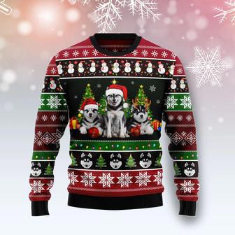 Siberian Husky Group Beauty Ugly Christmas Sweater | Favorety UK