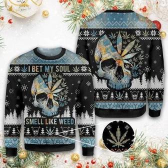 Skull I Bet My Soul Smells Like Weed ugly christmas sweater | Favorety CA