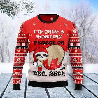 Sloth Morning Ugly Christmas Sweater unisex womens & mens, couples matching, friends, funny family sweater gifts | Favorety