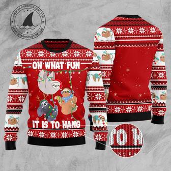 Sloth Oh What Fun unisex womens & mens, couples matching, friends, funny family ugly christmas holiday sweater gifts 1 | Favorety UK