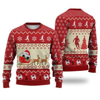 Soccer Reindeer Christmas Sweater Christmas Knitted Print Sweatshirt | Favorety CA