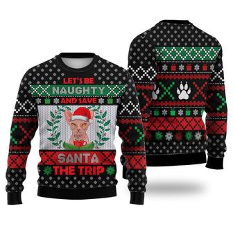 Sphynx Cat Let's Be Naughty And Save Santa The Trip Winter Sweater Christmas Knitted Print Sweatshirt | Favorety UK