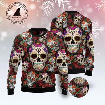 Sugar Skull unisex womens & mens, couples matching, friends, funny family ugly christmas holiday sweater gifts 2 | Favorety CA