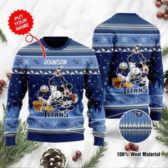 Tennessee Titans Disney Donald Duck Mickey Mouse Goofy Personalized Ugly Christmas | Favorety
