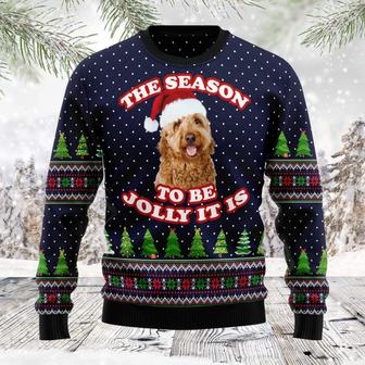 The Season To Be Jolly Goldendoodle unisex womens & mens, couples matching, friends, dog lover, funny family ugly christmas holiday sweater gifts | Favorety