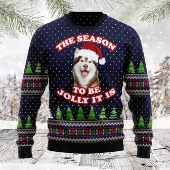 The Season To Be Jolly Siberian Husky unisex womens & mens, couples matching, friends, dog lover, funny family ugly christmas holiday sweater gifts | Favorety