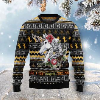 Truly Magical Christmas Unicorn unisex womens & mens, couples matching, friends, unicorn lover, funny family ugly christmas holiday sweater gifts | Favorety UK