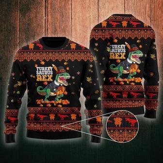 Turkey Saurus T Rex Thanksgiving Ugly Christmas Sweater For Men & Women | Favorety AU