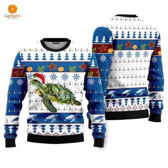 Turtle In Ocean Ugly Christmas Sweater For Men & Women | Favorety