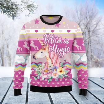 Unicorn Believe In Magic Ugly Christmas Sweater | Favorety UK