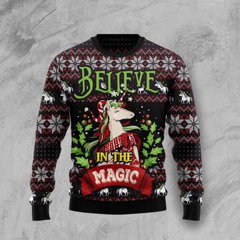 Unicorn Believe In The Magic Ugly Christmas Sweater | Favorety AU