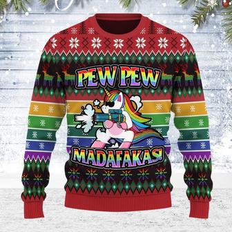 Unicorn LGBT Pew Pew Ugly Christmas Sweater | Favorety DE