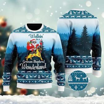 Walkin' In A German Shepherd Wonderland Ugly Christmas Sweater For Men & Women | Favorety CA