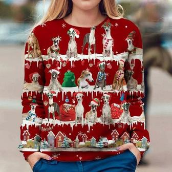 Whippet Dogs Red Ugly Christmas Sweaters Cute Dogs Xmas All Over Printed Sweatshirt For Unisex | Favorety