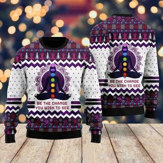 Yoga Be The Change Ugly Christmas Sweater For Men & Women Adult | Favorety UK