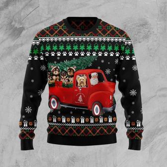 Yorkshire Terrier and Red Truck Ugly Christmas Sweater | Favorety UK