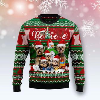 Yorkshire Terrier Believe Christmas Ugly Christmas Sweater | Favorety CA