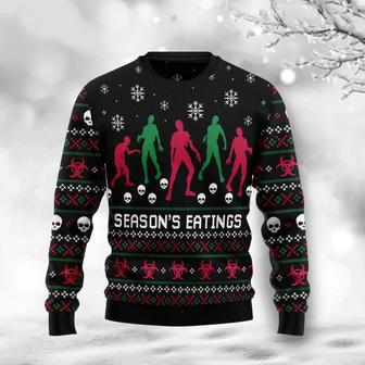 Zoombie Season Eatings unisex womens & mens, couples matching, friends, funny family ugly christmas holiday sweater gifts | Favorety