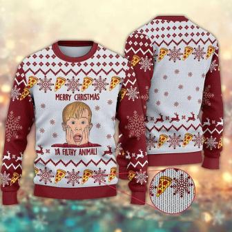 Home Alone Christmas Ugly Sweater Kevin McCallister Ugly Christmas Sweater Home Alone Merry Christmas Ya Filthy Animal Sweater - Thegiftio UK