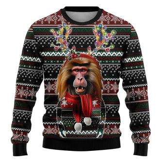 Monkey Ugly Christmas Sweaters , Funny Monkey Mens Sweater Xmas Holiday Crew Neck Shirt Set 34 - Thegiftio UK