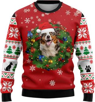 Xmas Dog Wreath Unisex Ugly Christmas Sweater - Thegiftio UK