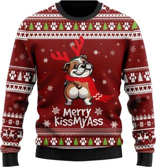 Bulldog Naughty Dog Ugly Christmas Sweater For Women - Thegiftio UK