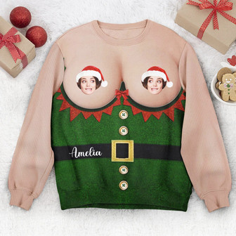 Custom Face Image Funny Personalized Ugly Sweater Gift For Girlfriend - Thegiftio UK