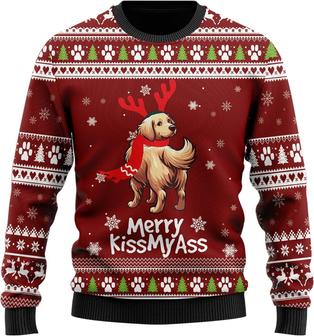 Golden Retriever Naughty Dog Ugly Christmas Sweater For Women - Thegiftio UK