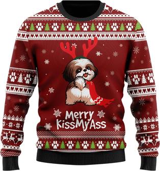 Shih Tzu Naughty Dog Ugly Christmas Sweater For Women - Thegiftio UK