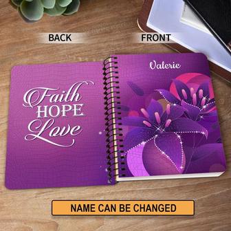 Faith Hope Love Personalized Spiral Notebook, Christian Spiritual Gifts For Friends | Mazezy