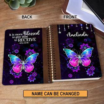 Personalized Flower Spiral Journal It Is More Blessed To Give Than To Receive Acts 2035, Spiritual Gift Faith For Christians | Mazezy