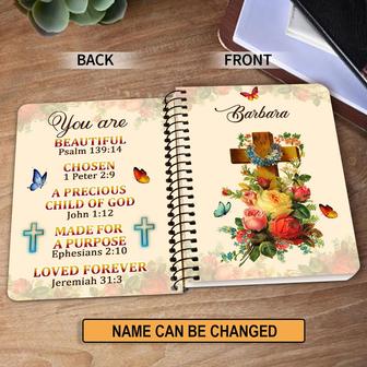Personalized Flower Spiral Journal Roses And Flower A Precious Child Of God, Spiritual Gift Faith For Christians | Mazezy