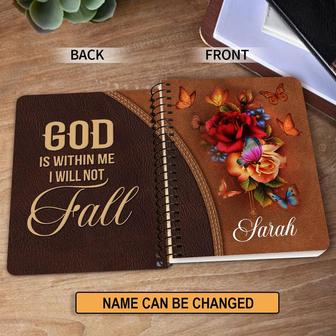 Personalized Rose Spiral Journal God Is Within Me I Will Not Fall, Religious Gifts For Christian | Mazezy