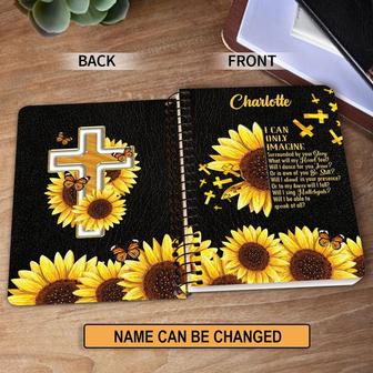 Personalized Spiral Journal I Can Only Imagine Sunflower And Cross Useful Gift For Church Members | Mazezy