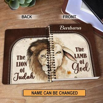 Personalized Spiral Journal The Lion Of Judah The Lamb Of God, Religious Gifts For Christian | Mazezy