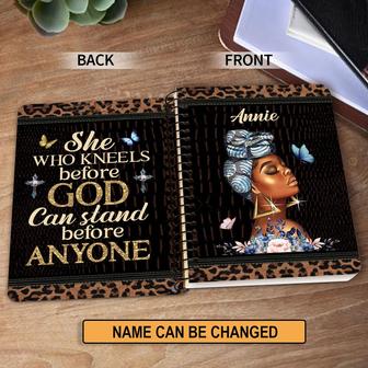 She Who Kneels Before God Can Stand Before Anyone Personalized Spiral Journal, Inspiration Gifts For Christian People | Mazezy