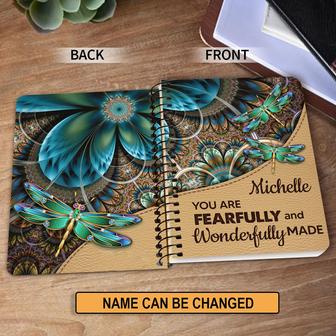 You Are Fearfully And Wonderfully Made Dragonfly Personalized Spiral Journal, Inspiration Gifts For Christian People | Mazezy