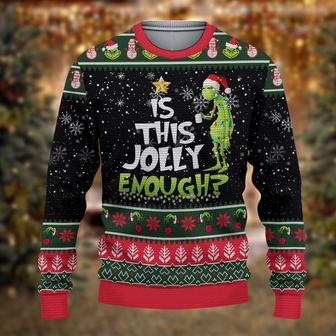 Christmas Gifts Is This Jolly Enough 3D Ugly Sweater, Grinch Ugly Sweater - Thegiftio UK