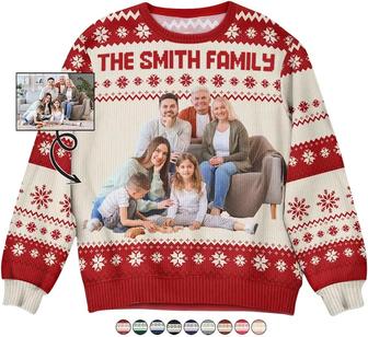 Custom Face Christmas Funny Gift For Family, Couple, Dad, Mom, Grandpa, Grandma Photo Sweater - Thegiftio UK