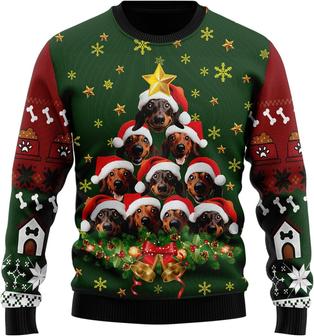 Dachshund Dog Christmas Tree Ugly Christmas Sweater For Women - Thegiftio UK