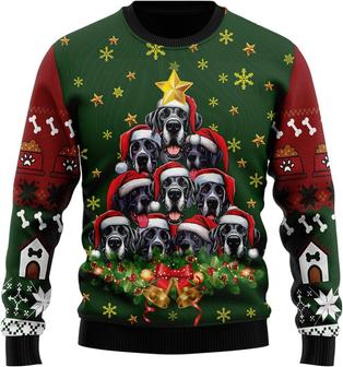 Great Dane Dog Christmas Tree Ugly Christmas Sweater For Women - Thegiftio UK