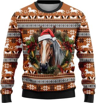 Horse Ugly Christmas Sweater for Men Women , Unisex Long Sleeve Sweater Crewneck Sweatshirts - Thegiftio UK