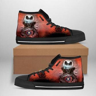 Houston Astros Mlb Baseball Jack Skellington Custom Canvas High Top Shoes HTS1441 | Favorety AU