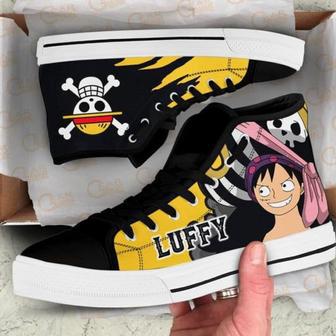 Luffy Emblem Custom Canvas High Top Shoes For Fans One Piece Anime | Favorety AU